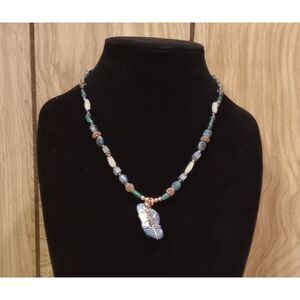 Vintage Shaver Rocko Cooper Lapis Quartz Beaded 20" Toggle Clasp Necklace